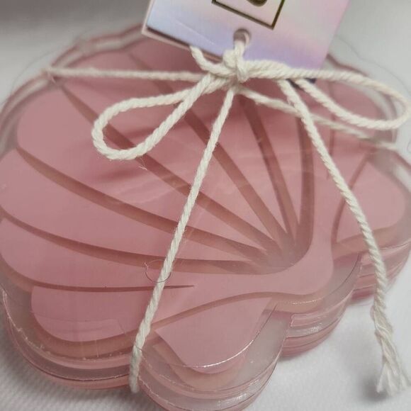Coco + Lola Pink sea shell coasters new set of 4 - Picture 6 of 6